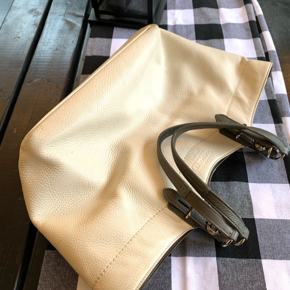 Coach Tote. White leather with grey trim! - Picture 5 of 5